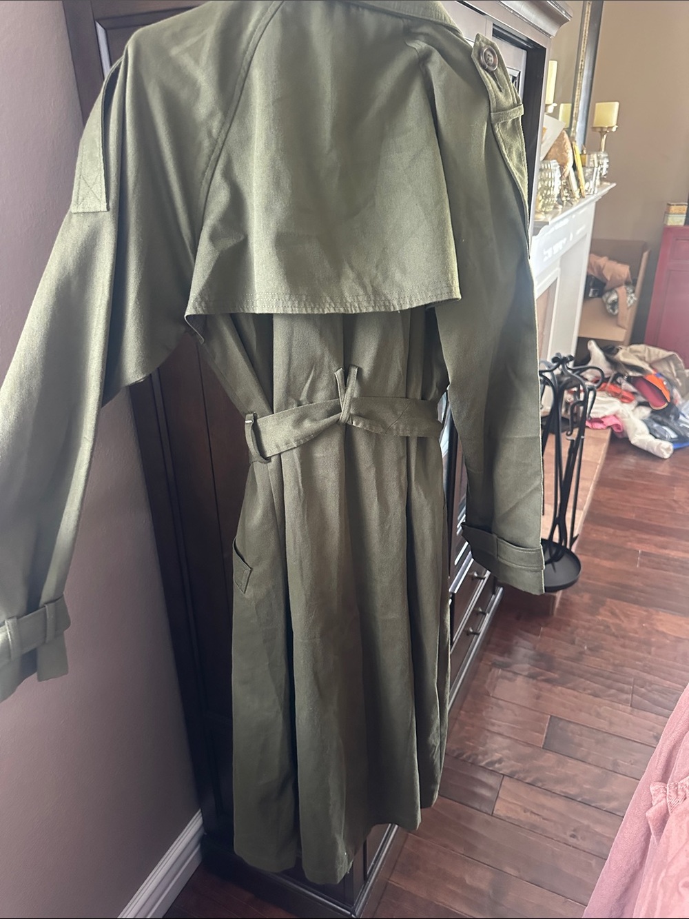 ASOS Olive Trench Coat with Belted Waist - Picture 5 of 9